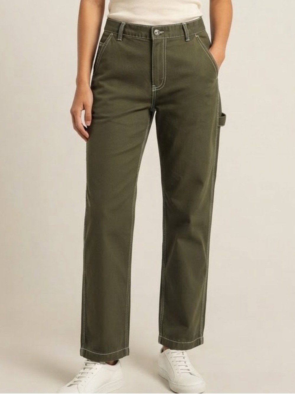Gap Sz 6 Green Carpenter Utility Relaxed Cotton Pants